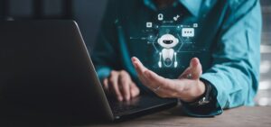 Pessoa usando assistentes de IA no cotidiano.